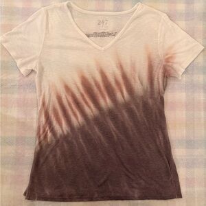Maurice’s 24/7 Women's V-Neck Tie-Dye Tee - Maroon and White
